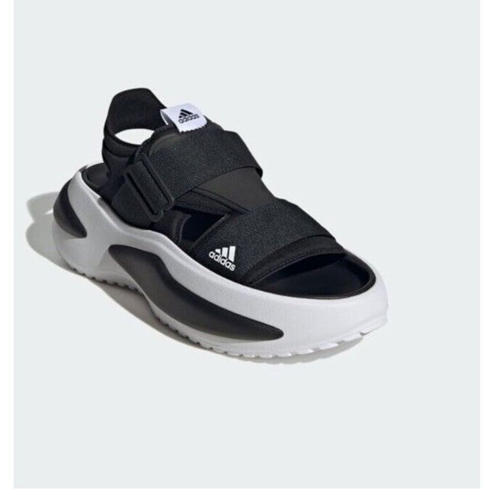 Adidas Mehana‎ Platform Sandals Women's Size 11 Black And White - Picture 6 of 9